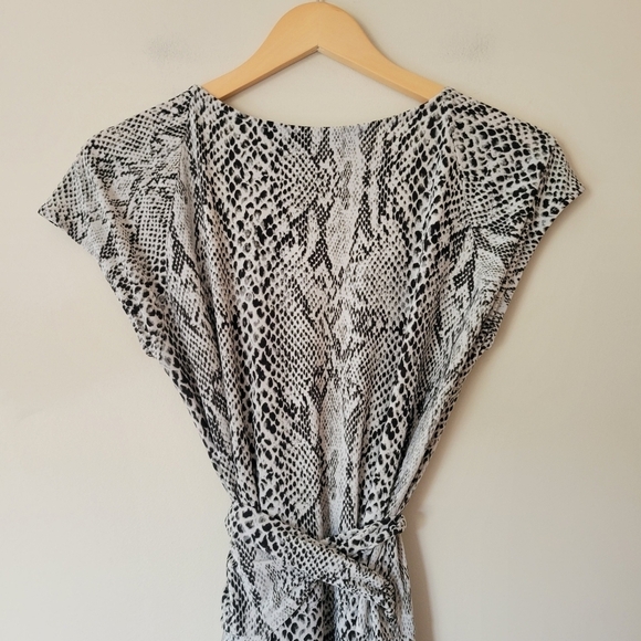 Norma Kamali Women's Cap Sleeve Snakeskin Print Jersey Wrap Dress Size XL - Picture 5 of 9